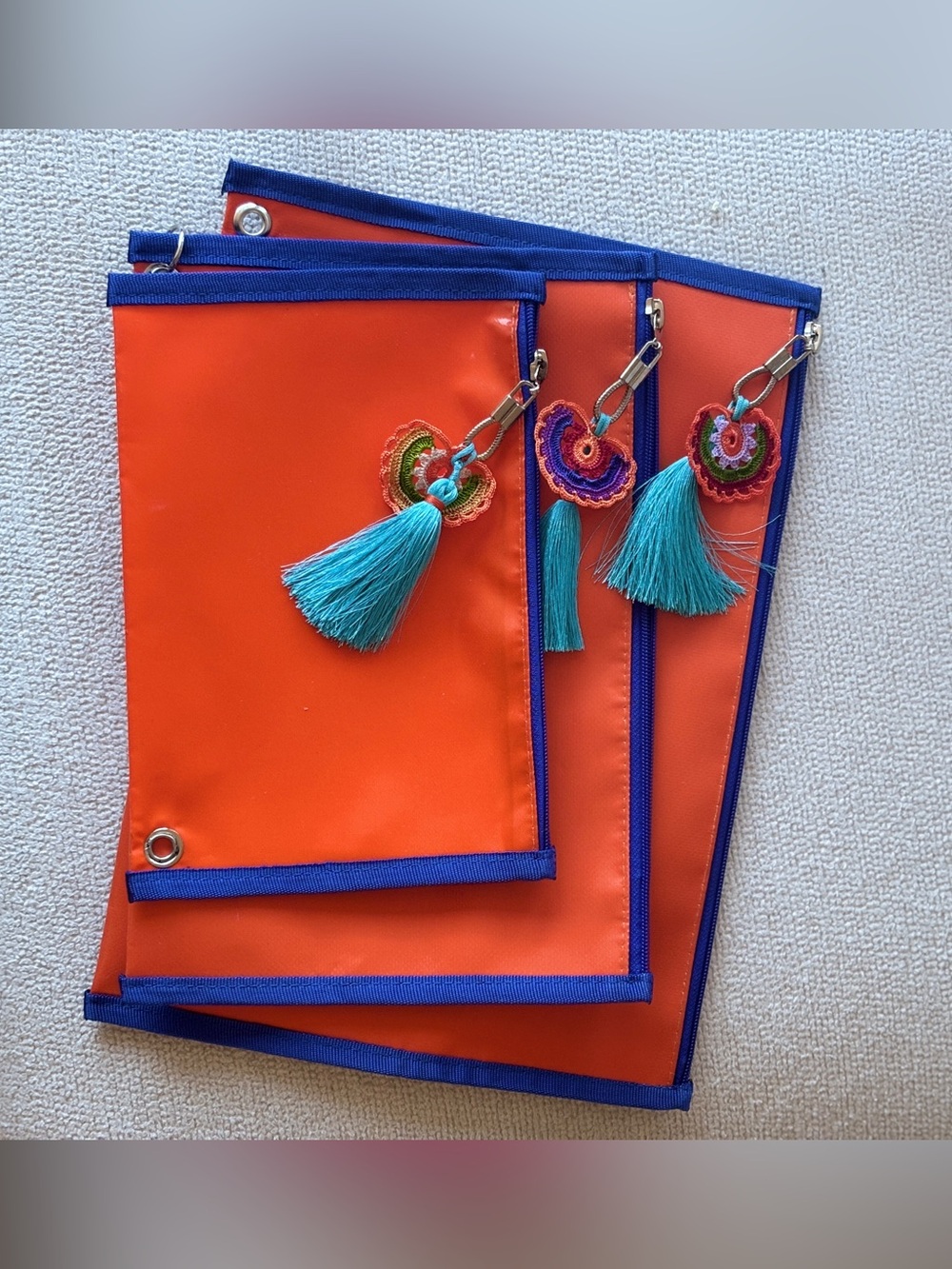 Set of 3 Turkish Istanbul Souvenir Pouches Pom Pom Tassel New - Women Handicraft